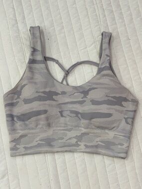 Pro Fit Seamless Gray Camouflage Strappy Sports Bra Activewear Women's Medium